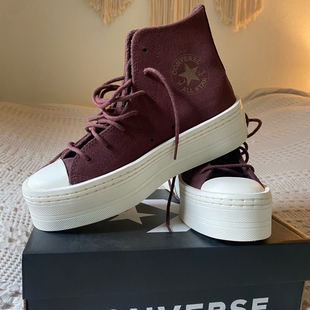 Converse Women's Brown Warm Lined Platform High Top Sneakers